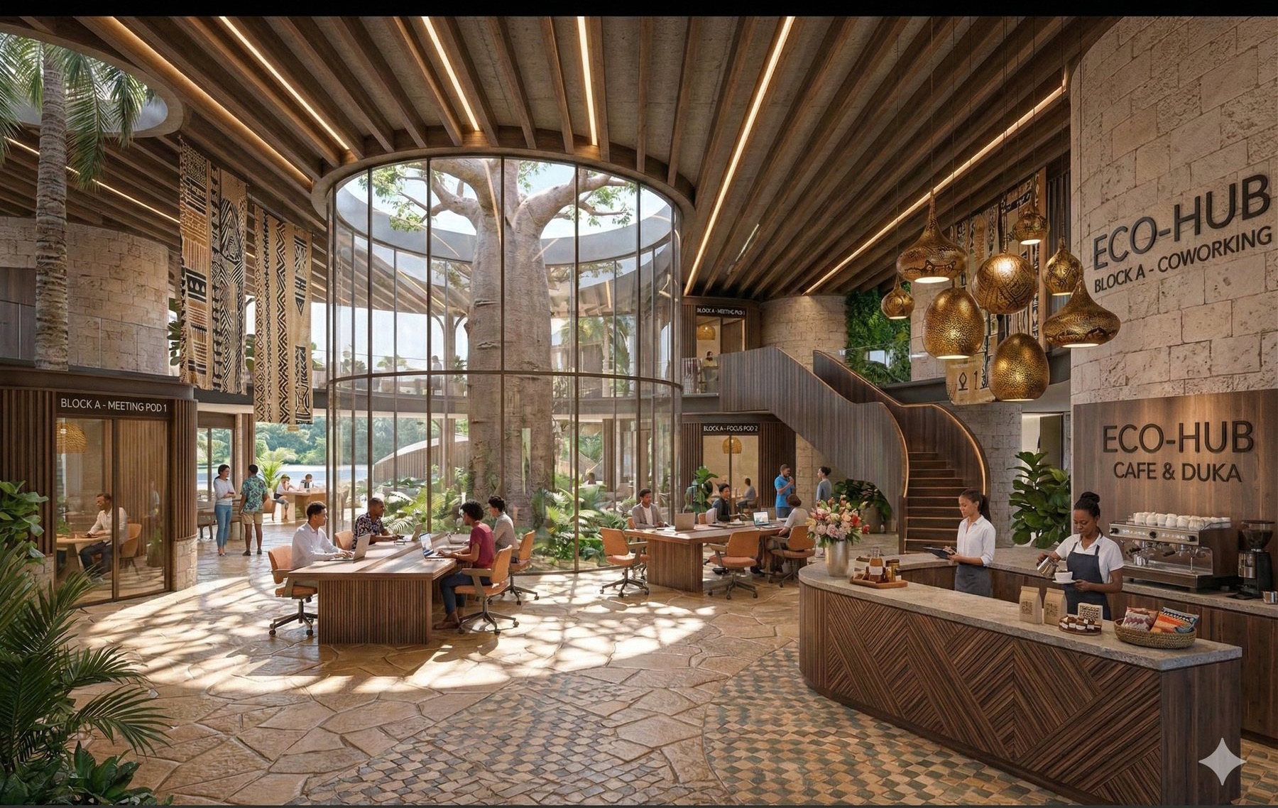 The atrium at the heart of the building